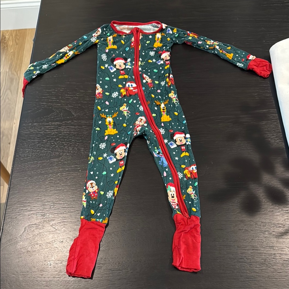 Disney Kids One Piece Pajama - Green with Red Accents